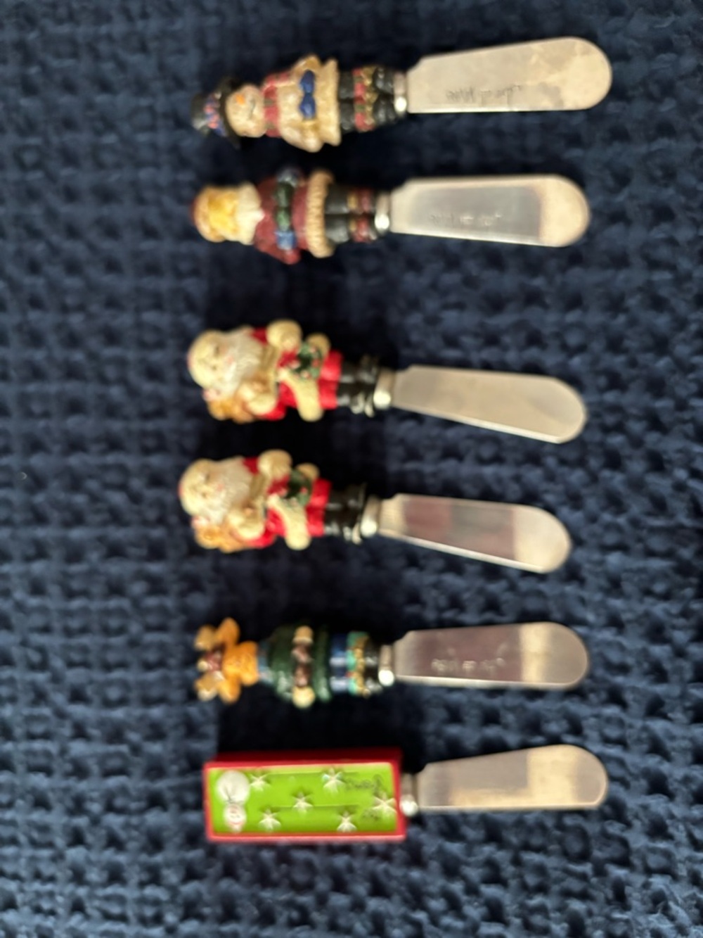 Christmas Themed Butter And Cheese Spreader Knives Set of Six